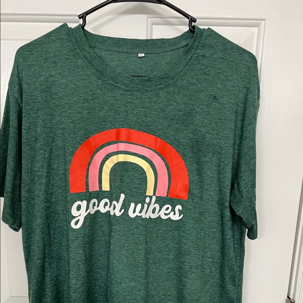 Green Rainbow Good Vibes T Shirt XL
